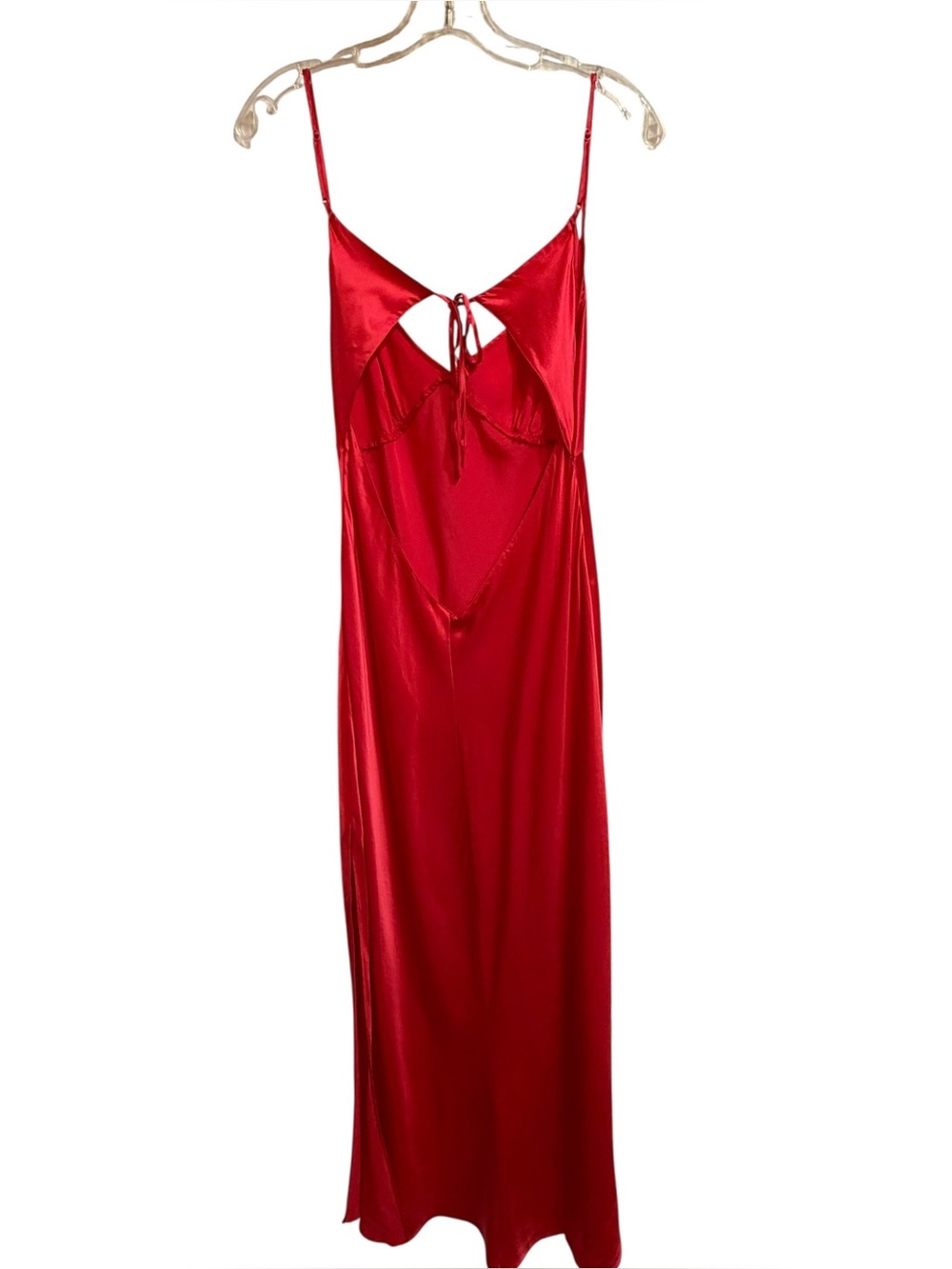 Vintage Victoria's Secret 100% Silk Red Open Back Bias Slip Dress Nightgown L - Picture 4 of 14